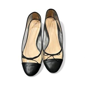 J Crew Kiki Black Ballet Flats with Cap Toe size 9